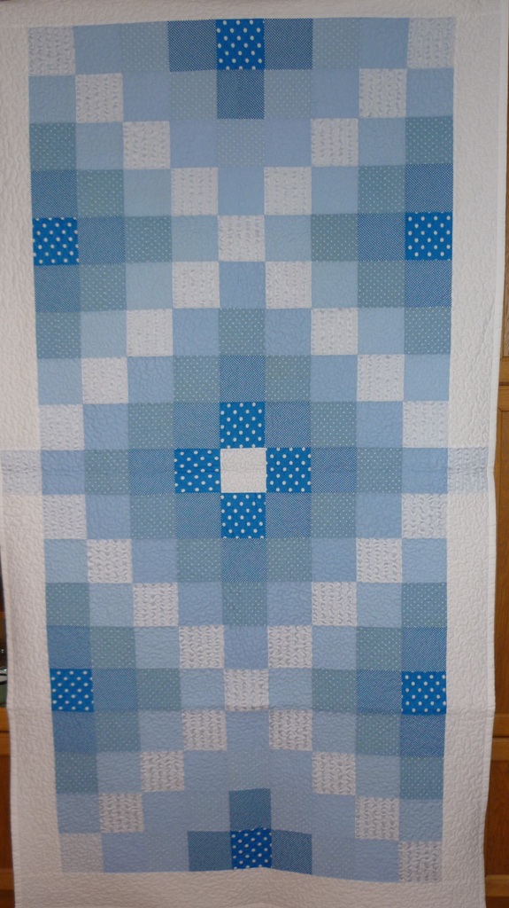 patchworková deka štvorcová modro-biela 1