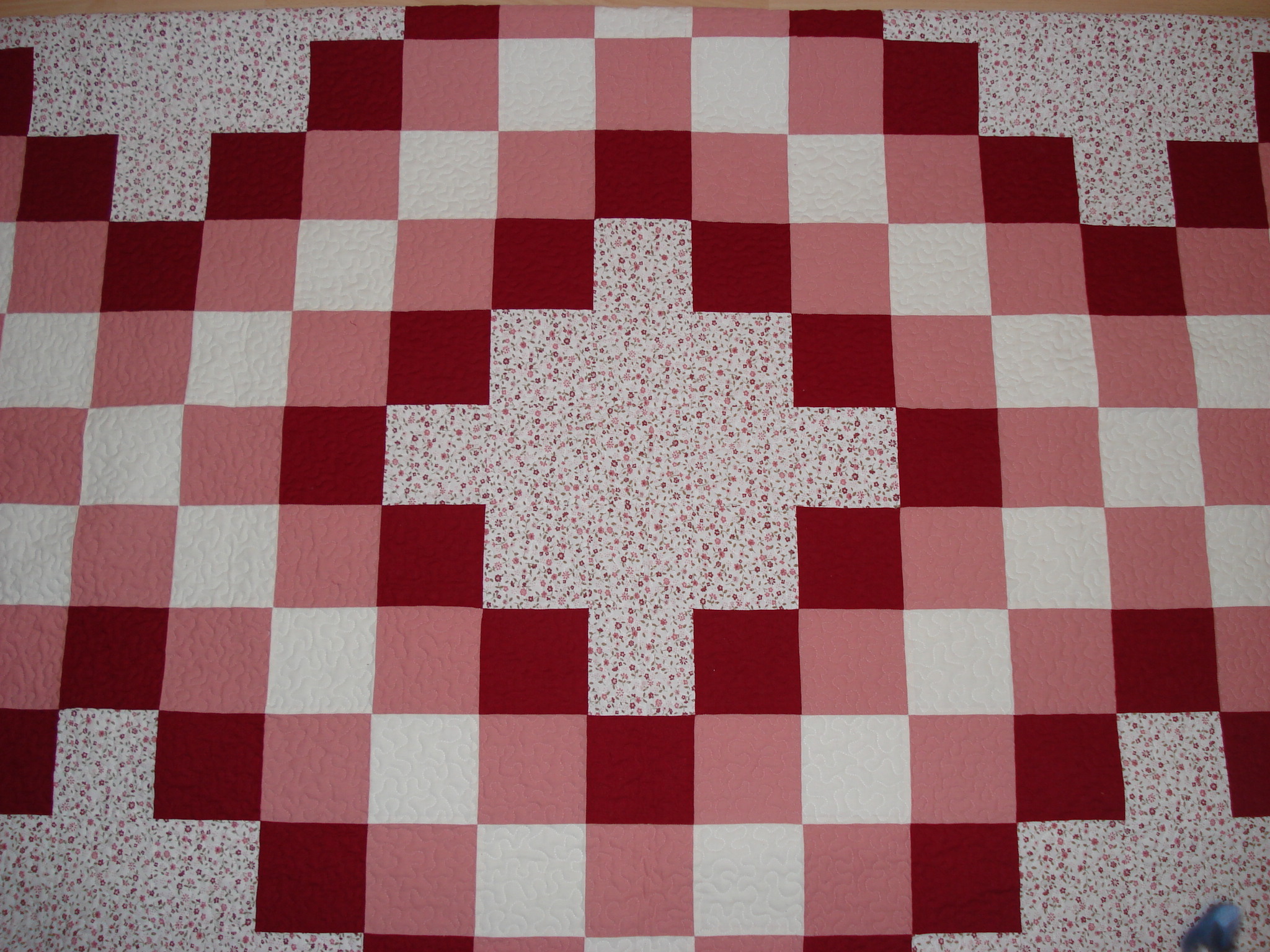 patchworková deka bordové kosoštvorce - detail