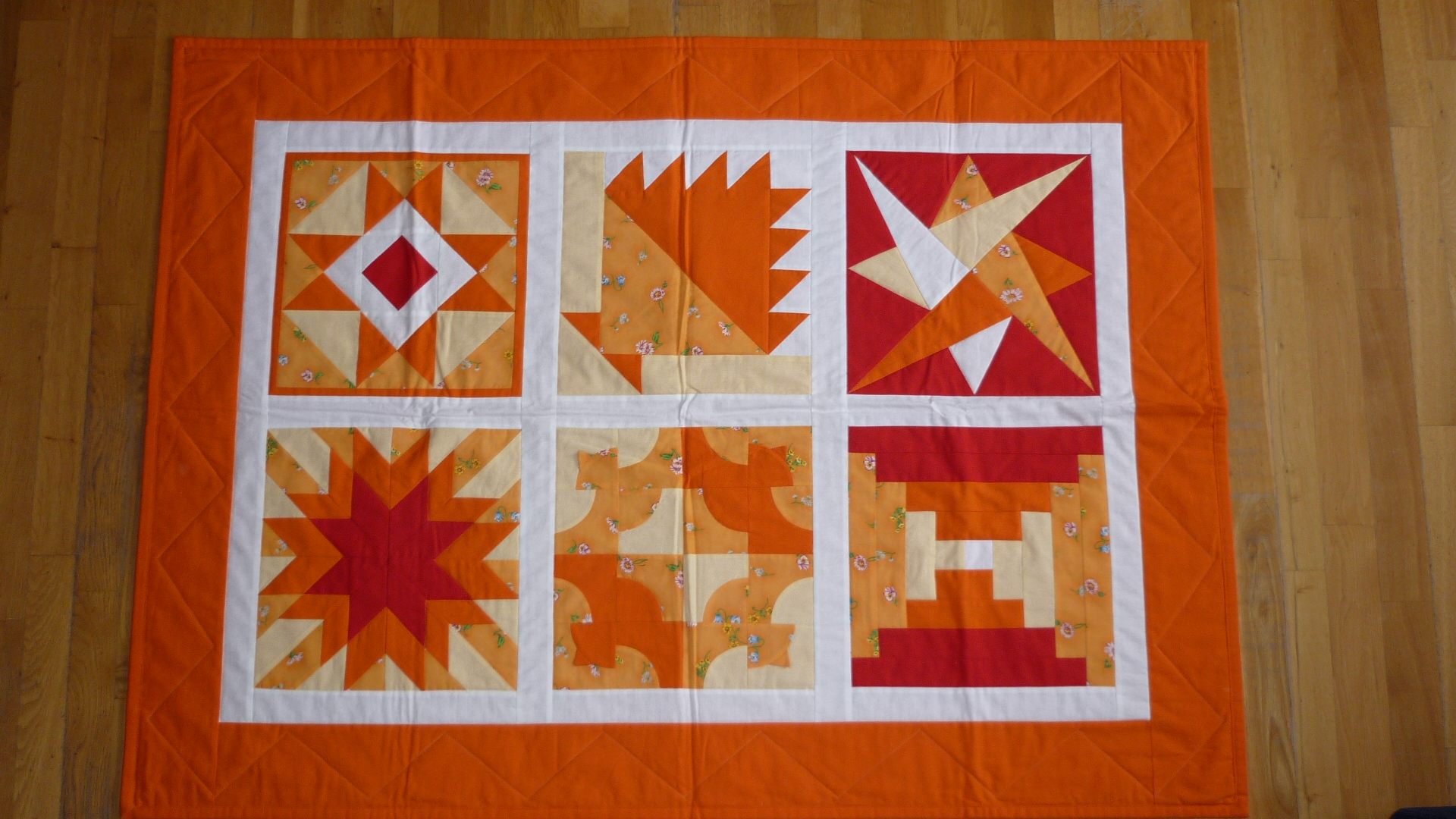patchworková deka detská oranžová